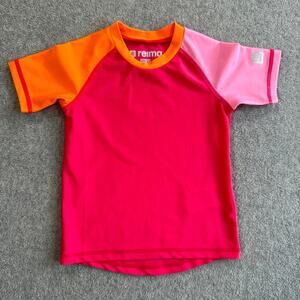 Reima Rash Guard Swim Top Baby Girl 12-18 Months Pink Orange Short Sleeve UPF50